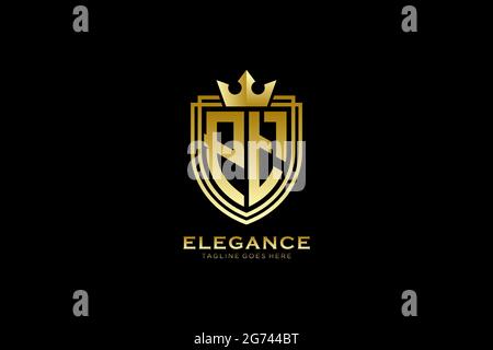PT elegant luxury monogram logo or badge template with scrolls and royal crown - perfect for luxurious branding projects Stock Vector