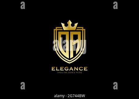 OA elegant luxury monogram logo or badge template with scrolls and royal crown - perfect for luxurious branding projects Stock Vector