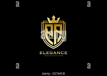 PP elegant luxury monogram logo or badge template with scrolls and royal crown - perfect for luxurious branding projects Stock Vector