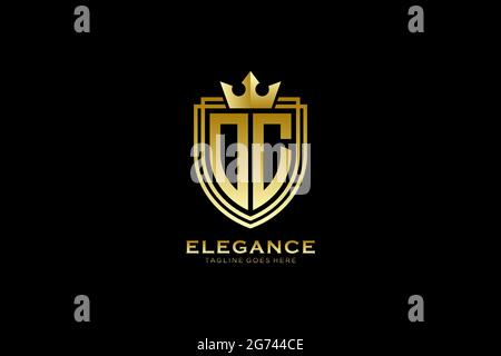 OC elegant luxury monogram logo or badge template with scrolls and royal crown - perfect for luxurious branding projects Stock Vector