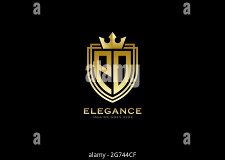 PO elegant luxury monogram logo or badge template with scrolls and royal crown - perfect for luxurious branding projects Stock Vector