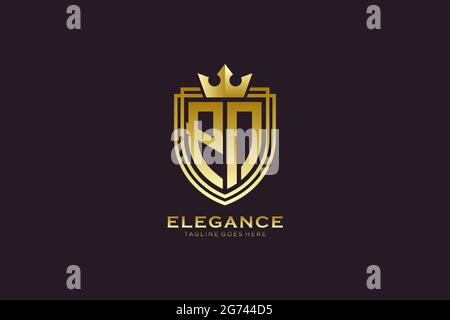 PN elegant luxury monogram logo or badge template with scrolls and royal crown - perfect for luxurious branding projects Stock Vector