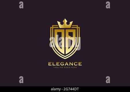 OB elegant luxury monogram logo or badge template with scrolls and royal crown - perfect for luxurious branding projects Stock Vector
