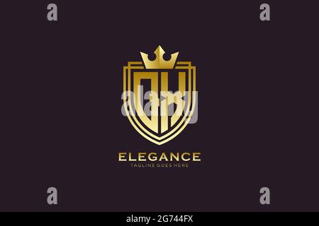 QX elegant luxury monogram logo or badge template with scrolls and royal crown - perfect for luxurious branding projects Stock Vector