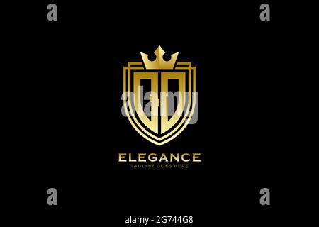 QO elegant luxury monogram logo or badge template with scrolls and royal crown - perfect for luxurious branding projects Stock Vector