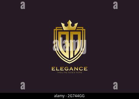 QN elegant luxury monogram logo or badge template with scrolls and royal crown - perfect for luxurious branding projects Stock Vector