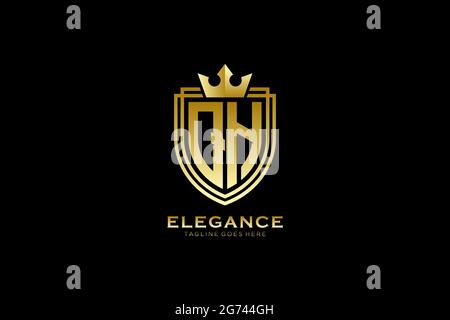 QH elegant luxury monogram logo or badge template with scrolls and royal crown - perfect for luxurious branding projects Stock Vector