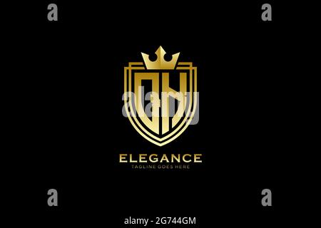 QK elegant luxury monogram logo or badge template with scrolls and royal crown - perfect for luxurious branding projects Stock Vector