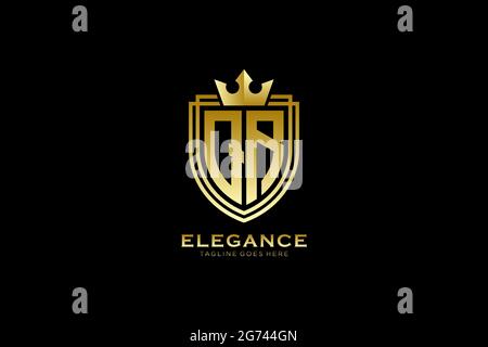 QR elegant luxury monogram logo or badge template with scrolls and royal crown - perfect for luxurious branding projects Stock Vector