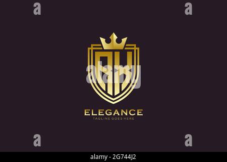 RX elegant luxury monogram logo or badge template with scrolls and royal crown - perfect for luxurious branding projects Stock Vector