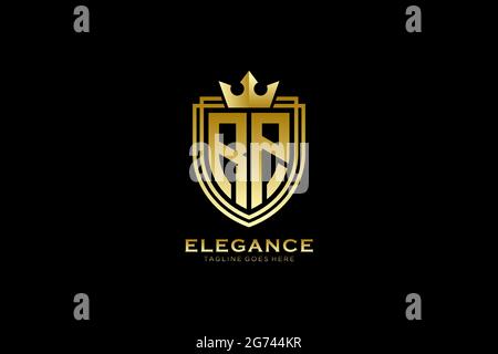 RP elegant luxury monogram logo or badge template with scrolls and royal crown - perfect for luxurious branding projects Stock Vector