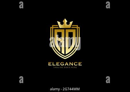 RO elegant luxury monogram logo or badge template with scrolls and royal crown - perfect for luxurious branding projects Stock Vector