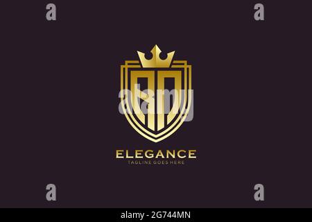 RN elegant luxury monogram logo or badge template with scrolls and royal crown - perfect for luxurious branding projects Stock Vector