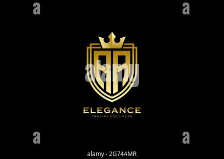 RA elegant luxury monogram logo or badge template with scrolls and royal crown - perfect for luxurious branding projects Stock Vector