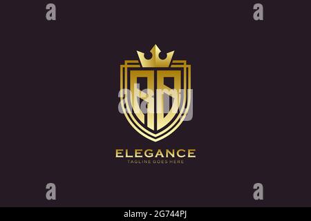RB elegant luxury monogram logo or badge template with scrolls and royal crown - perfect for luxurious branding projects Stock Vector