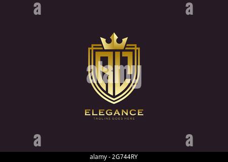 RL elegant luxury monogram logo or badge template with scrolls and royal crown - perfect for luxurious branding projects Stock Vector