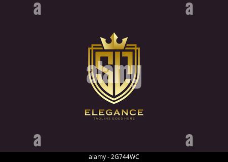 SL elegant luxury monogram logo or badge template with scrolls and royal crown - perfect for luxurious branding projects Stock Vector