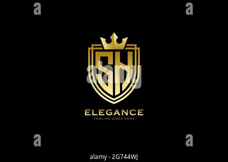 SK elegant luxury monogram logo or badge template with scrolls and royal crown - perfect for luxurious branding projects Stock Vector