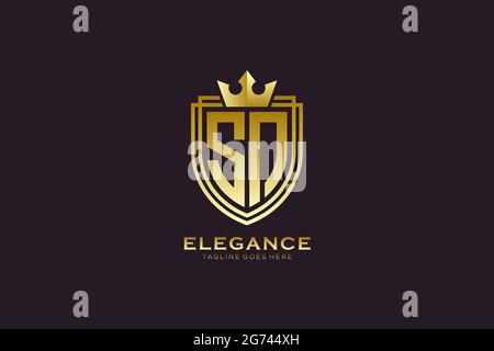 SN elegant luxury monogram logo or badge template with scrolls and royal crown - perfect for luxurious branding projects Stock Vector
