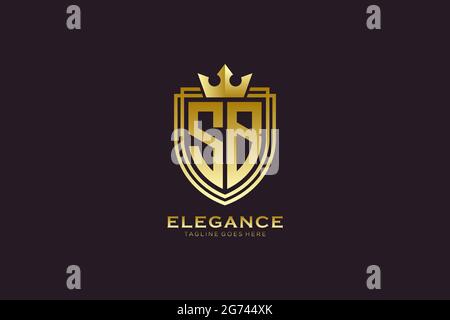 SB Logo monogram letter with shield and slice style blackground design ...