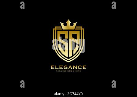 SP elegant luxury monogram logo or badge template with scrolls and royal crown - perfect for luxurious branding projects Stock Vector