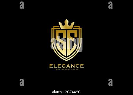 SE elegant luxury monogram logo or badge template with scrolls and royal crown - perfect for luxurious branding projects Stock Vector