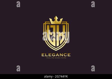 TX elegant luxury monogram logo or badge template with scrolls and royal crown - perfect for luxurious branding projects Stock Vector
