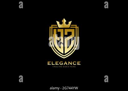 TZ elegant luxury monogram logo or badge template with scrolls and royal crown - perfect for luxurious branding projects Stock Vector