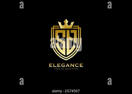 ST elegant luxury monogram logo or badge template with scrolls and royal crown - perfect for luxurious branding projects Stock Vector