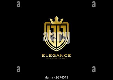 TT elegant luxury monogram logo or badge template with scrolls and royal crown - perfect for luxurious branding projects Stock Vector