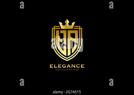 TP elegant luxury monogram logo or badge template with scrolls and royal crown - perfect for luxurious branding projects Stock Vector