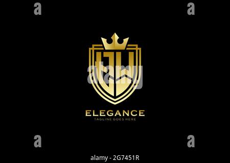TW elegant luxury monogram logo or badge template with scrolls and royal crown - perfect for luxurious branding projects Stock Vector