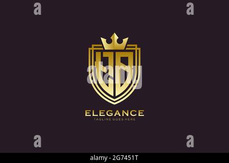 TB elegant luxury monogram logo or badge template with scrolls and royal crown - perfect for luxurious branding projects Stock Vector