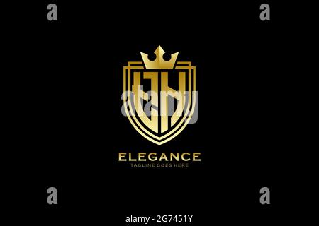 TK elegant luxury monogram logo or badge template with scrolls and royal crown - perfect for luxurious branding projects Stock Vector