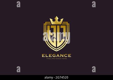TL elegant luxury monogram logo or badge template with scrolls and royal crown - perfect for luxurious branding projects Stock Vector