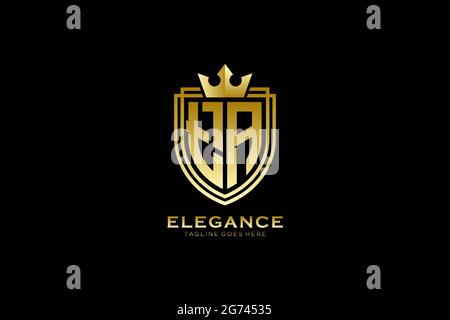 TA elegant luxury monogram logo or badge template with scrolls and royal crown - perfect for luxurious branding projects Stock Vector