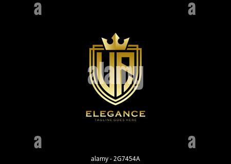 UP elegant luxury monogram logo or badge template with scrolls and royal crown - perfect for luxurious branding projects Stock Vector