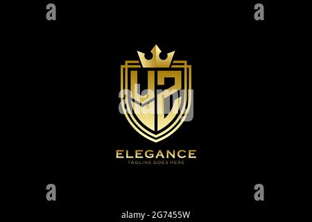 VZ elegant luxury monogram logo or badge template with scrolls and royal crown - perfect for luxurious branding projects Stock Vector