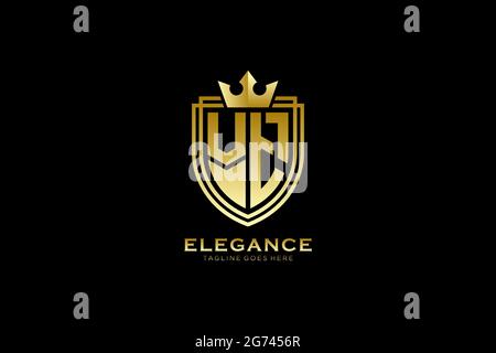 VT elegant luxury monogram logo or badge template with scrolls and royal crown - perfect for luxurious branding projects Stock Vector