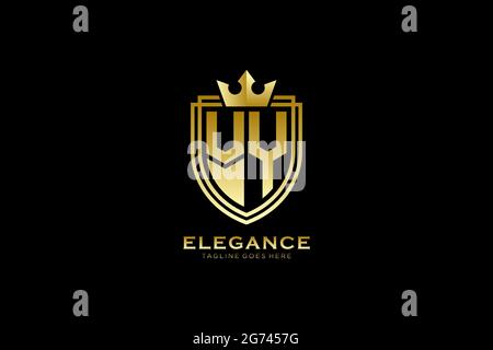 VY elegant luxury monogram logo or badge template with scrolls and royal crown - perfect for luxurious branding projects Stock Vector