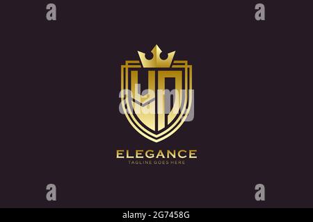VN elegant luxury monogram logo or badge template with scrolls and royal crown - perfect for luxurious branding projects Stock Vector