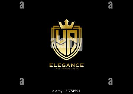 VP elegant luxury monogram logo or badge template with scrolls and royal crown - perfect for luxurious branding projects Stock Vector