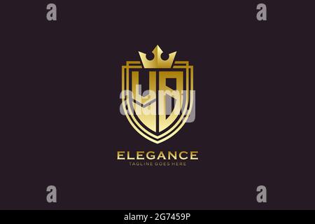 VB elegant luxury monogram logo or badge template with scrolls and royal crown - perfect for luxurious branding projects Stock Vector