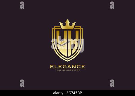 VX elegant luxury monogram logo or badge template with scrolls and royal crown - perfect for luxurious branding projects Stock Vector
