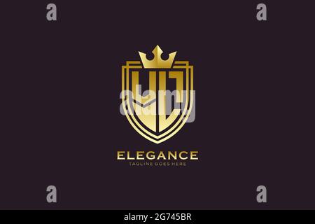 VL elegant luxury monogram logo or badge template with scrolls and royal crown - perfect for luxurious branding projects Stock Vector