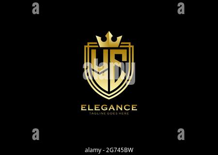 VE elegant luxury monogram logo or badge template with scrolls and royal crown - perfect for luxurious branding projects Stock Vector
