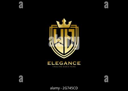 WT elegant luxury monogram logo or badge template with scrolls and royal crown - perfect for luxurious branding projects Stock Vector