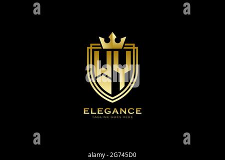 WY elegant luxury monogram logo or badge template with scrolls and royal crown - perfect for luxurious branding projects Stock Vector