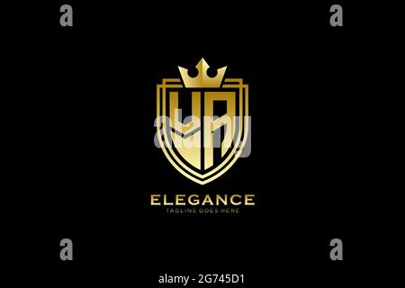 VA elegant luxury monogram logo or badge template with scrolls and royal crown - perfect for luxurious branding projects Stock Vector
