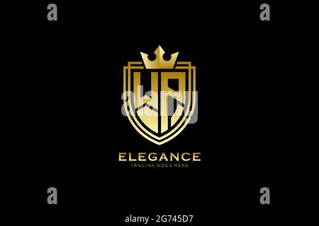 WP elegant luxury monogram logo or badge template with scrolls and royal crown - perfect for luxurious branding projects Stock Vector